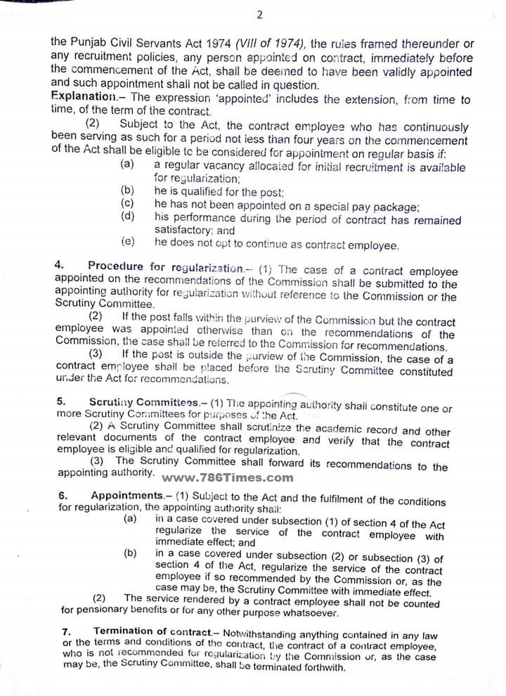 Punjab Regularization of Service Act 2018