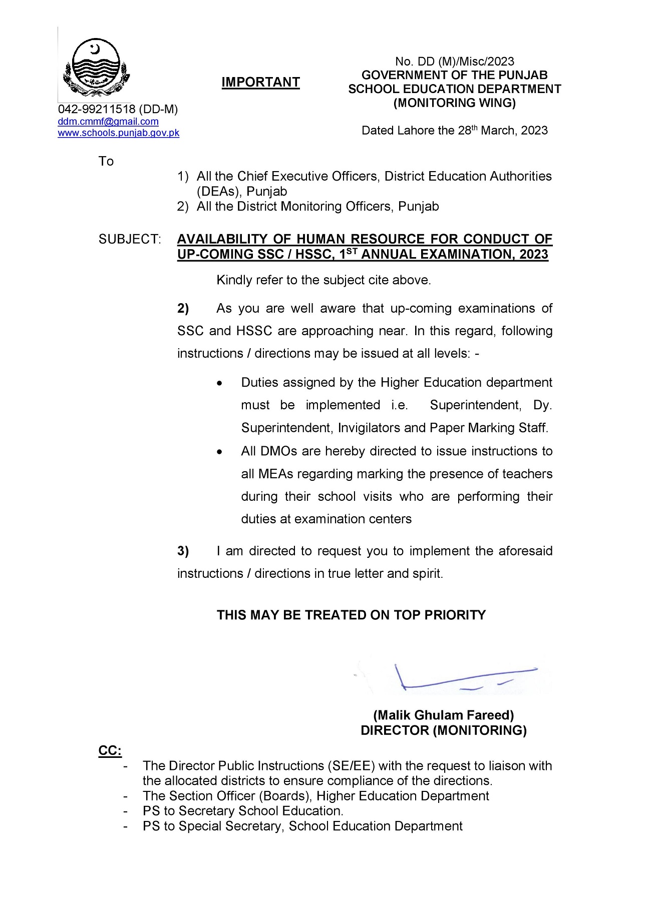 AVAILABILITY OF HUMAN RESOURCE FOR CONDUCT OF UP-COMING EXAM 2023